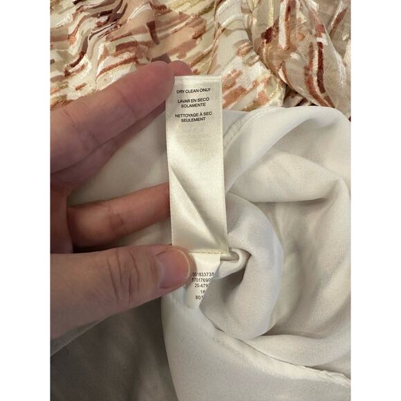 White House Black Market Silk Blend Burnout Blouse Size 0 Blush Ivory Romantic - Picture 6 of 6